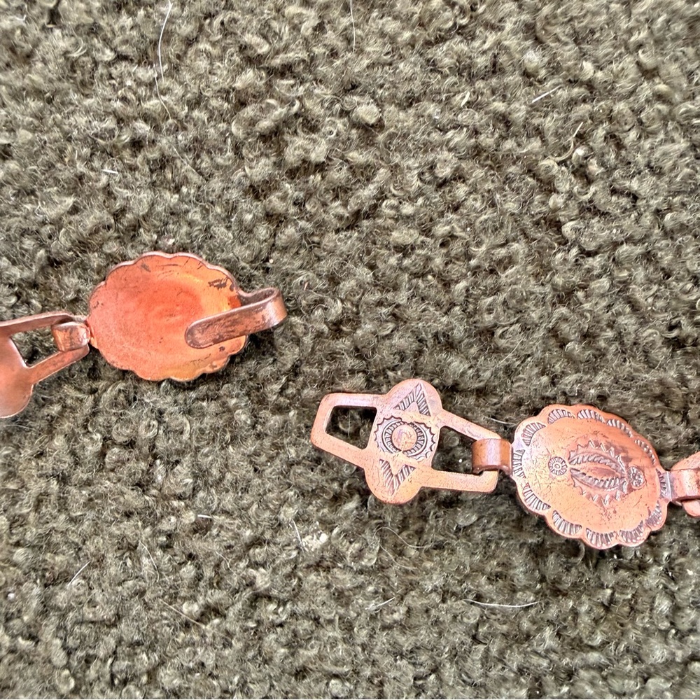 Vintage Navajo Copper Concho Belt Southwestern 32… - image 4
